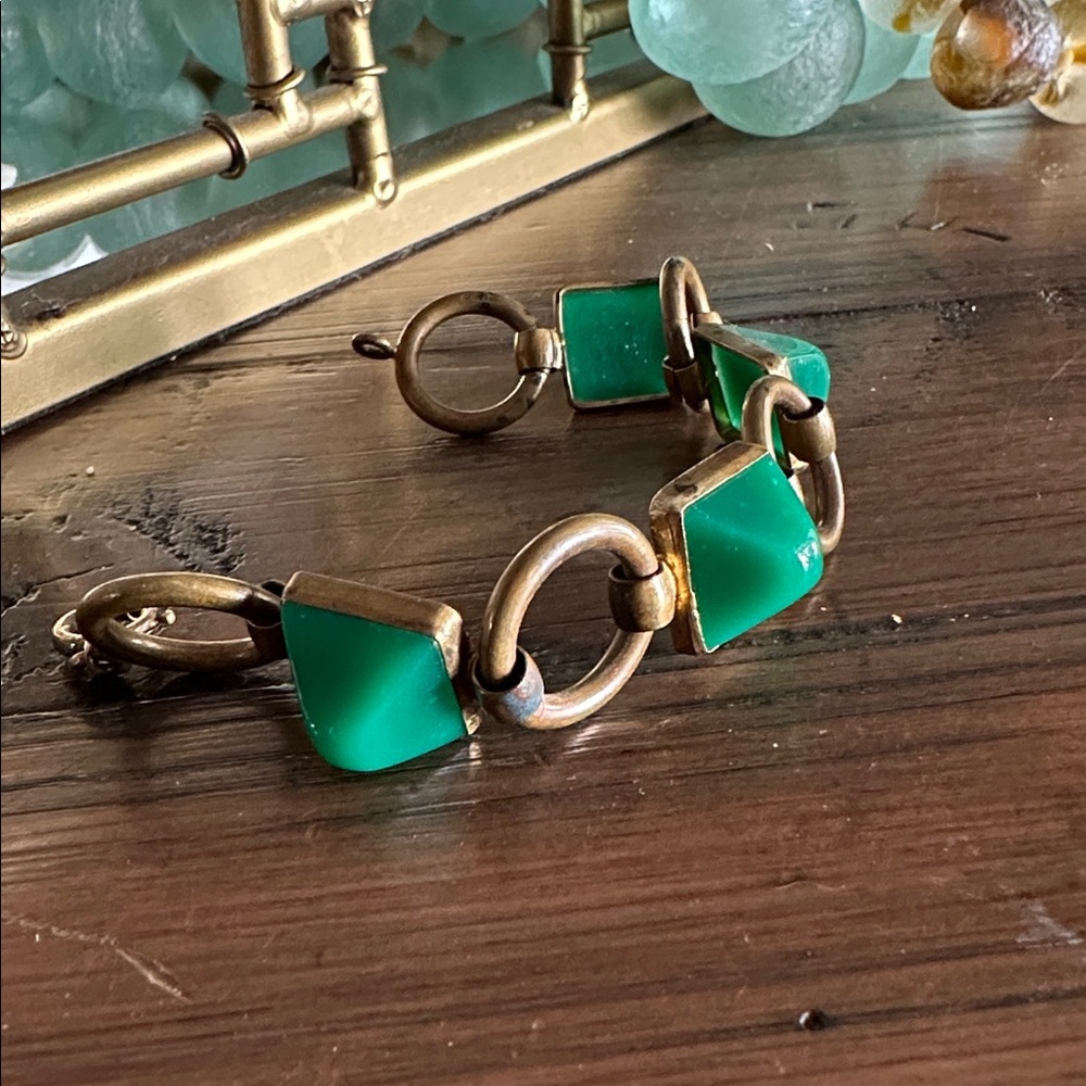 RARE Peking “Jade” German Brass Bracelet Vintage or Antique - Picture 6 of 12